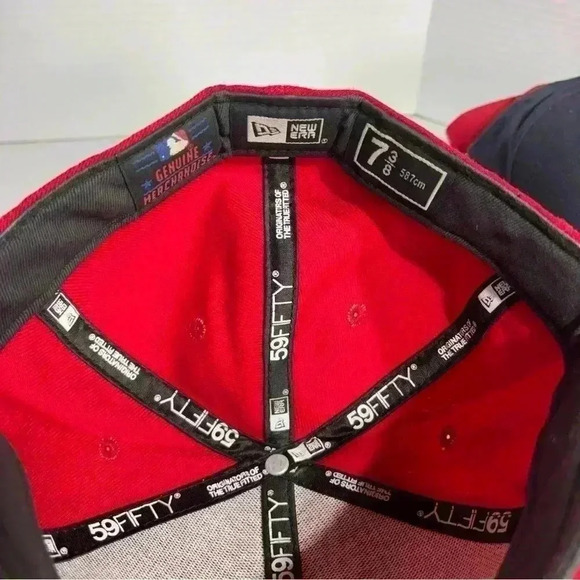 Men's Atlanta Braves New Era Logo 59FIFTY Red And Navy Fitted Hat 7 3/8 Lot Of 3 - Picture 10 of 10